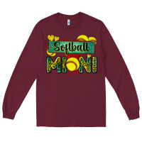 Burgundy softball mini with leopard Long Sleeve Tee - Zillion Design Studio
