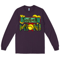 Plum softball mini with leopard Long Sleeve Tee - Zillion Design Studio