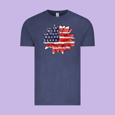 Vintage Tee american flag sunflower