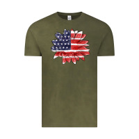 Vintage Olive american flag sunflower Vintage Tee - MaliasSmallBusiness