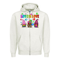 Oatmeal Heather lgbtq love is love gnomes Zipper Hoodie - HRA Design Shop