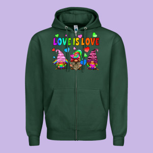 Lgbtq Love Is Love Gnomes Zipper Hoodie Designed By Hra Design Shop