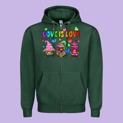 Lgbtq Love Is Love Gnomes Zipper Hoodie Designed By Hra Design Shop