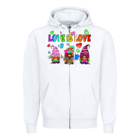 White lgbtq love is love gnomes Zipper Hoodie - HRA Design Shop