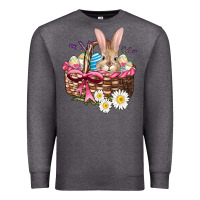 Charcoal Heather easter bunny and basket Premium Sweatshirt - AdoDesignShop