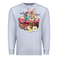 Heather Grey easter bunny and basket Premium Sweatshirt - AdoDesignShop