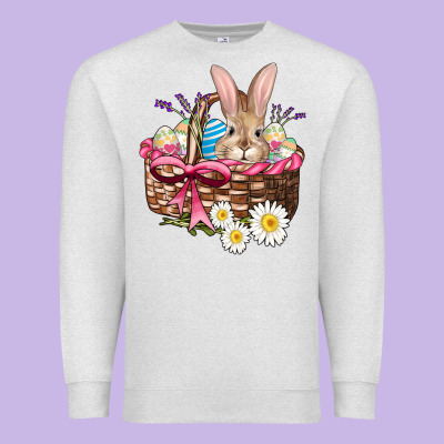 Easter Bunny And Basket Premium Sweatshirt Designed By Adodesignshop