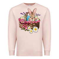 Pale Pink easter bunny and basket Premium Sweatshirt - AdoDesignShop