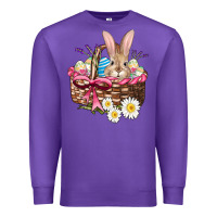 Purple easter bunny and basket Premium Sweatshirt - AdoDesignShop