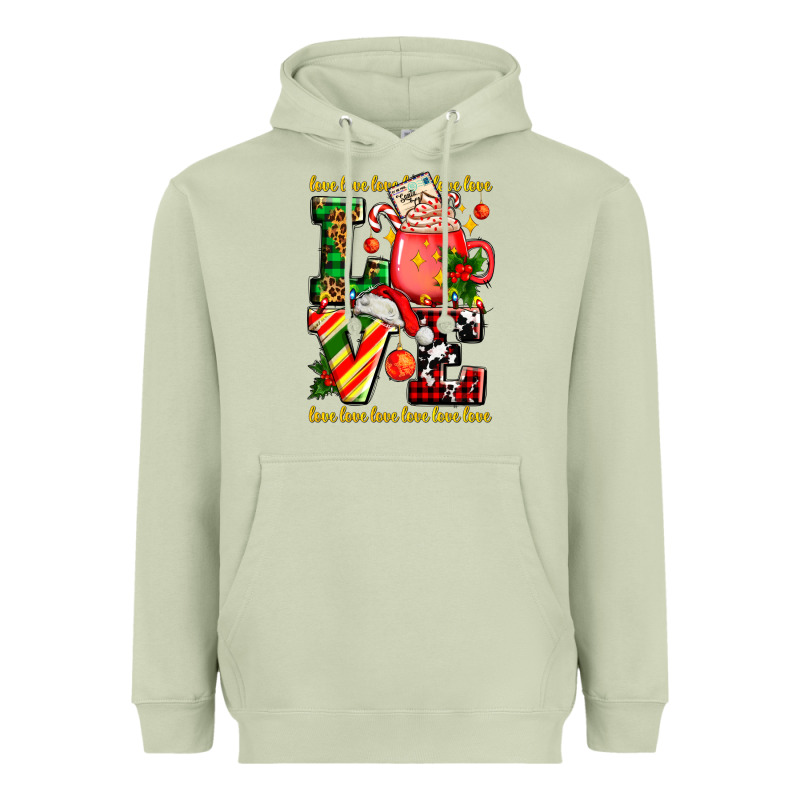 Love With Coffee Cup And Christmas Lights Heavyweight Hoodie by AdoDesignShop | Teevron