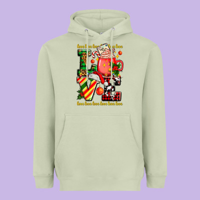 Love With Coffee Cup And Christmas Lights Heavyweight Hoodie Designed By Adodesignshop