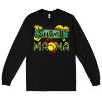 Black softball mama with leopard Long Sleeve Tee - Zillion Design Studio