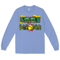 Colony Blue softball mama with leopard Long Sleeve Tee - Zillion Design Studio