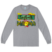 Heather Grey softball mama with leopard Long Sleeve Tee - Zillion Design Studio
