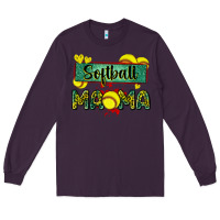 Plum softball mama with leopard Long Sleeve Tee - Zillion Design Studio