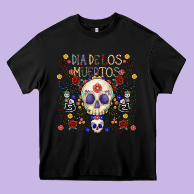 Dia De Los Muertos Heavy Core Tee Designed By Cowhidedigitalart