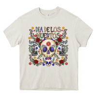 Cream dia de los muertos Heavy Core Tee - CowhideDigitalArt