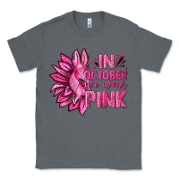Charcoal Heather In October We Wear Pink Sunflower Classic Tee - texasbilliewilder