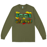Army Green softball granny with leopard Long Sleeve Tee - Zillion Design Studio