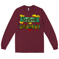 Burgundy softball granny with leopard Long Sleeve Tee - Zillion Design Studio