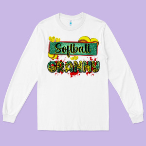 Softball Granny With Leopard Long Sleeve Tee Designed By Zillion Design Studio