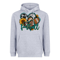 Heather Grey football hearts Heavyweight Hoodie - Jasminsmagicworld