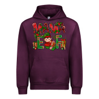 Mauve Wine Mama Elf with Gift Christmas Urban Hoodie - NancyCooperArtShop