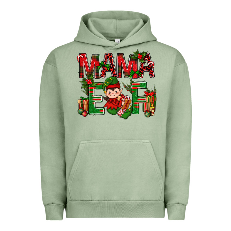 Mama Elf With Gift Christmas Urban Hoodie by NancyCooperArtShop | Teevron