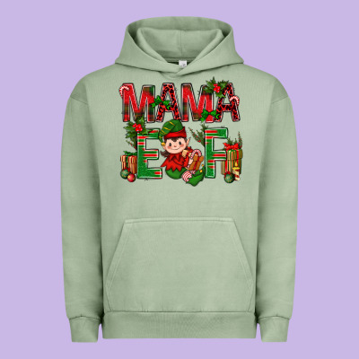Mama Elf With Gift Christmas Urban Hoodie Designed By Nancycooperartshop