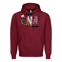 Burgundy Halloween CNA Zipper Hoodie - CowhideDigitalArt