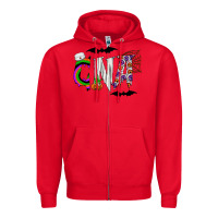 Red Halloween CNA Zipper Hoodie - CowhideDigitalArt