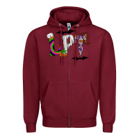 Burgundy lpt Zipper Hoodie - CowhideDigitalArt