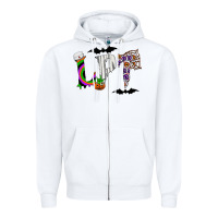White lpt Zipper Hoodie - CowhideDigitalArt