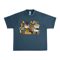 Midnight Navy coffee cups horses Urban Heavy Tee - texasbilliewilder