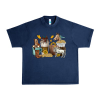 Navy coffee cups horses Urban Heavy Tee - texasbilliewilder