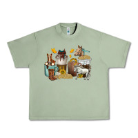 Oil Green coffee cups horses Urban Heavy Tee - texasbilliewilder