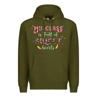Army Green my class is full of sweet hearts Premium Hoodie - MaliasSmallBusiness