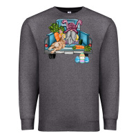 Charcoal Heather easter truck with gnome and rabbit Premium Sweatshirt - AdoDesignShop