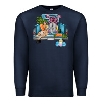 Navy easter truck with gnome and rabbit Premium Sweatshirt - AdoDesignShop