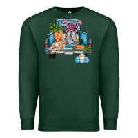 Sports Green easter truck with gnome and rabbit Premium Sweatshirt - AdoDesignShop
