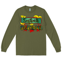 Army Green softball grandma with leopard Long Sleeve Tee - Zillion Design Studio