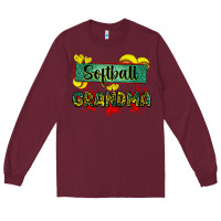Burgundy softball grandma with leopard Long Sleeve Tee - Zillion Design Studio
