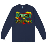 Navy softball grandma with leopard Long Sleeve Tee - Zillion Design Studio
