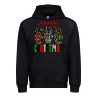 Black Merry Christmas skeleton hands Urban Hoodie - NancyCooperArtShop