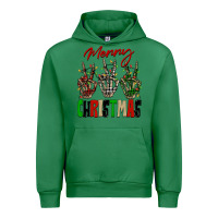 Emerald Merry Christmas skeleton hands Urban Hoodie - NancyCooperArtShop