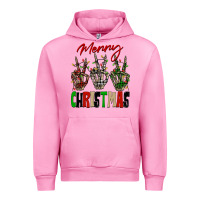 Fuchsia Pink Merry Christmas skeleton hands Urban Hoodie - NancyCooperArtShop