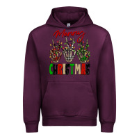 Mauve Wine Merry Christmas skeleton hands Urban Hoodie - NancyCooperArtShop