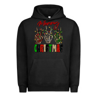 Pigment Black Merry Christmas skeleton hands Urban Hoodie - NancyCooperArtShop