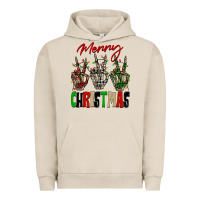 Pigment French Oak Merry Christmas skeleton hands Urban Hoodie - NancyCooperArtShop