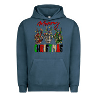 Pigment Midnight Navy Merry Christmas skeleton hands Urban Hoodie - NancyCooperArtShop